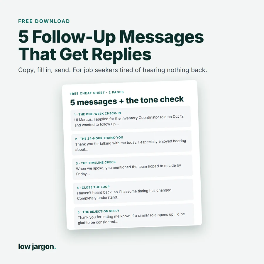 Cover of the free cheat sheet: 5 Follow-Up Messages That Get Replies